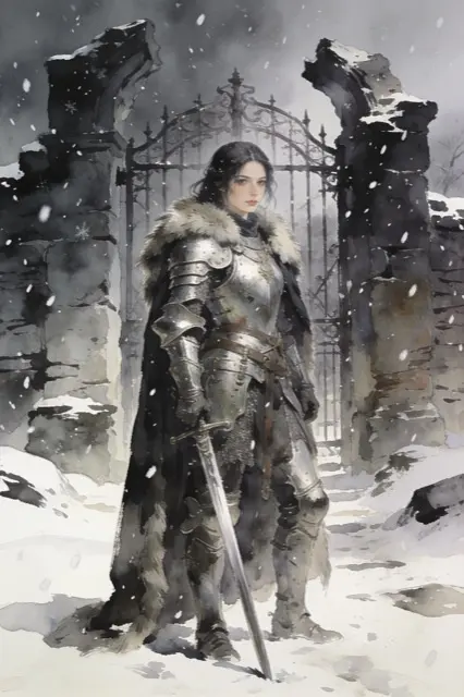 Armour, snow and a ruined gate